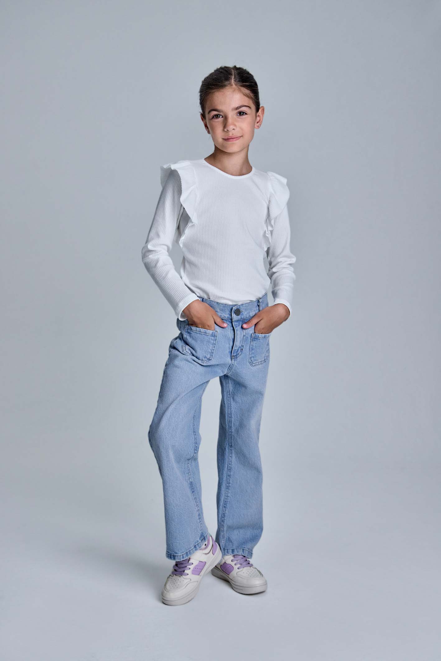 Remera manga larga blanca para niñas 